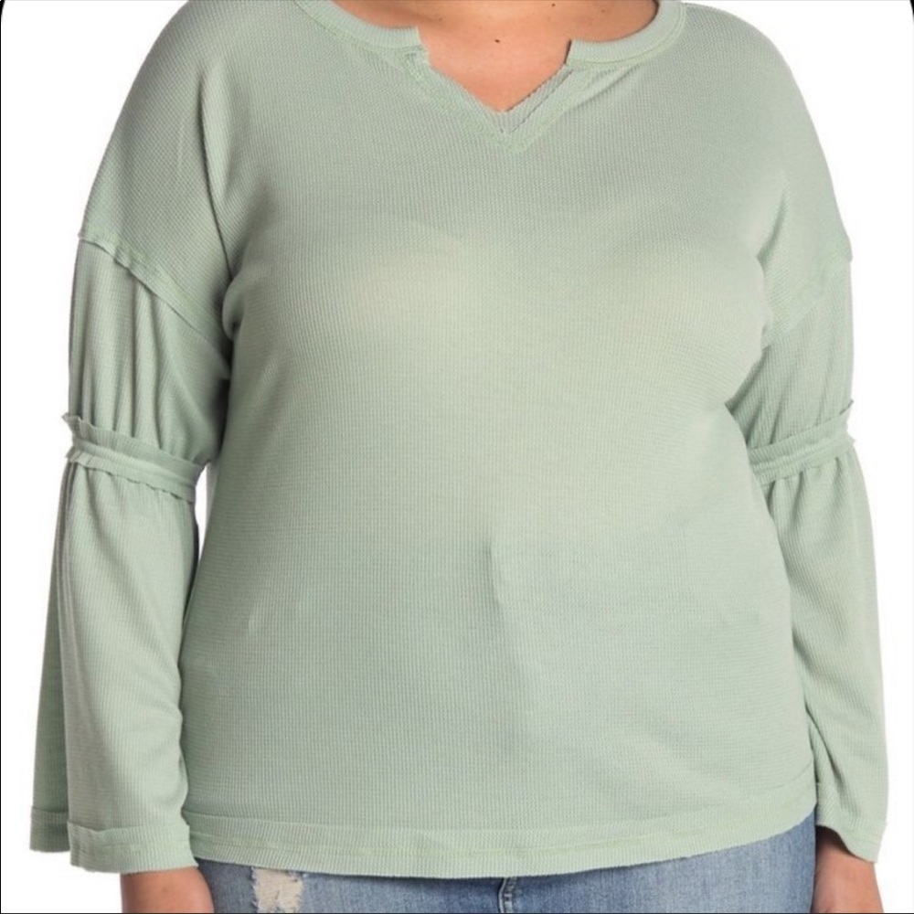 NWT⛱️Nordstrom - Baea Sage Green Thermal Waffle Top - 1X